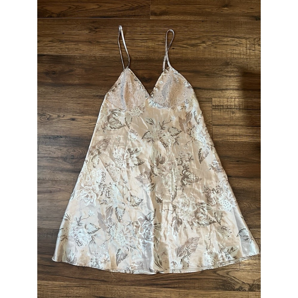 La Vie En Rose Satin Lace Slip Dainty Babydoll Dress Coquette Floral Women Small